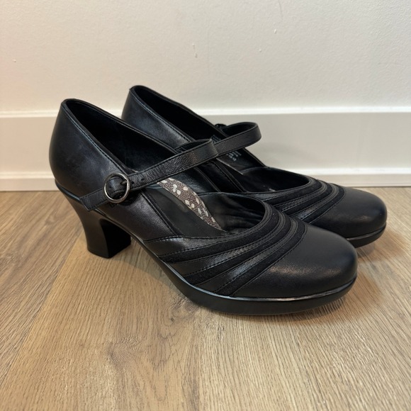 Dansko Shoes - Dansko Becky Mary Jane Block Heels Black Napa Leather Womens EU 38 US 7-7.5